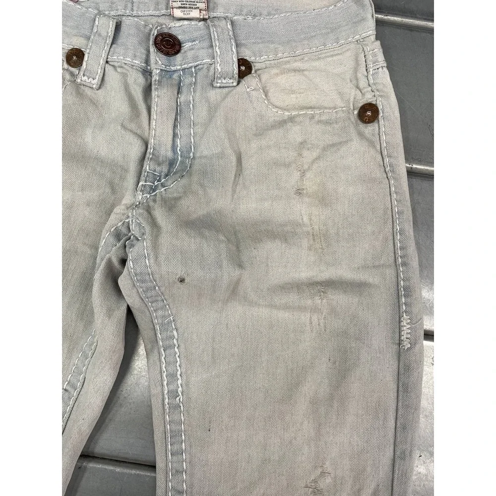 True Religion Ricky‎ Super T Denim Jeans Mens 30x31 Light Wash Distressed Y2K